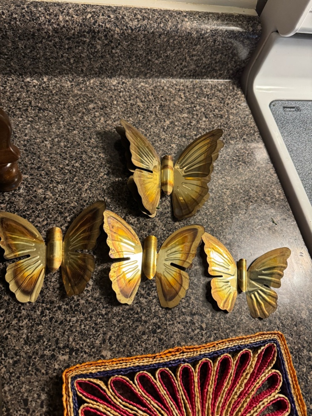 Brass Butterfly Wall Decor Set + Real Butterfly Framed Boho VTG Gold Lot